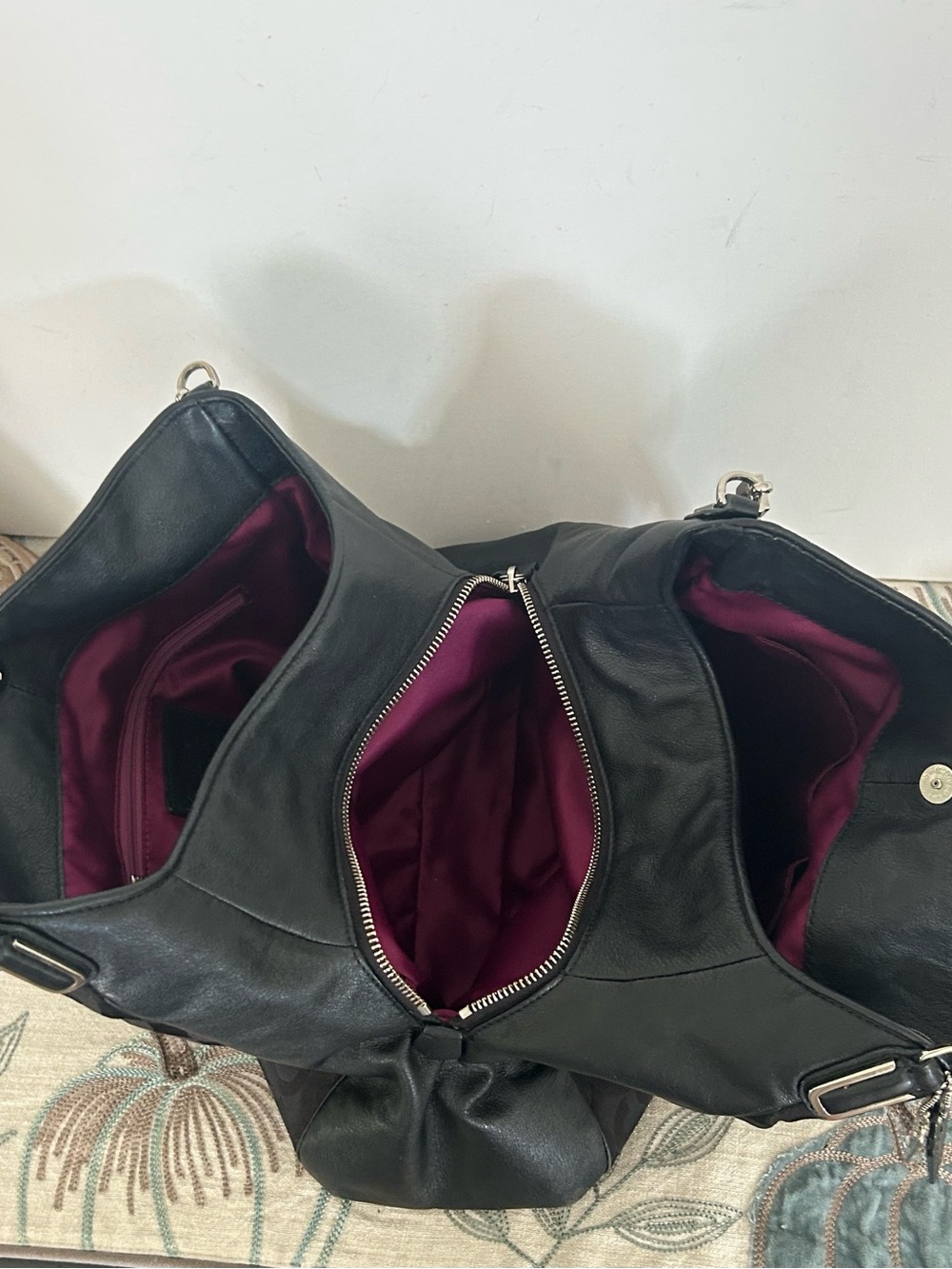 Coach Madison Op Art Black Signature C Jacquard Leather Trim Shoulder Hobo Tote - Picture 10 of 13